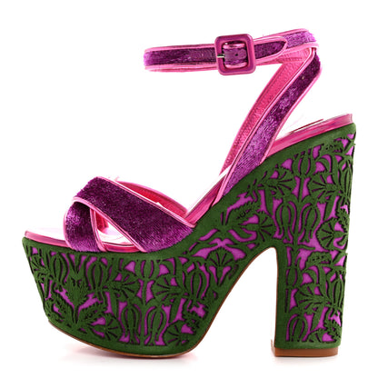 Christian Louboutin Suede Loubi Mystery Superyaz 160 Platform Sandals 37 Purple 1 of 8