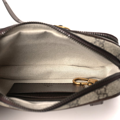 Gucci GG Supreme Monogram Textured Dollar Calfskin Web Mini Ophidia Convertible Shoulder Bag Beige Ebony New Acero 5 of 10
