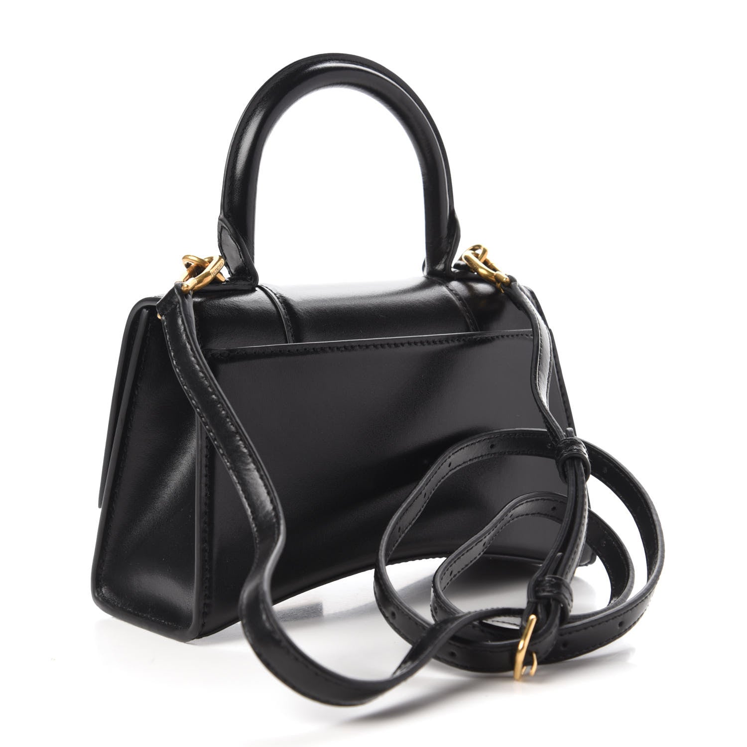 Balenciaga Shiny Box Calfskin Hourglass Top Handle Bag XS Black 3 of 9