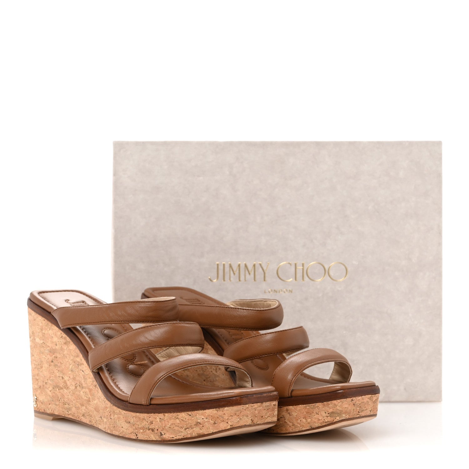 Jimmy Choo Calfskin Cork Athenia 110 Wedge Sandals 40 Cuoio 9 of 9