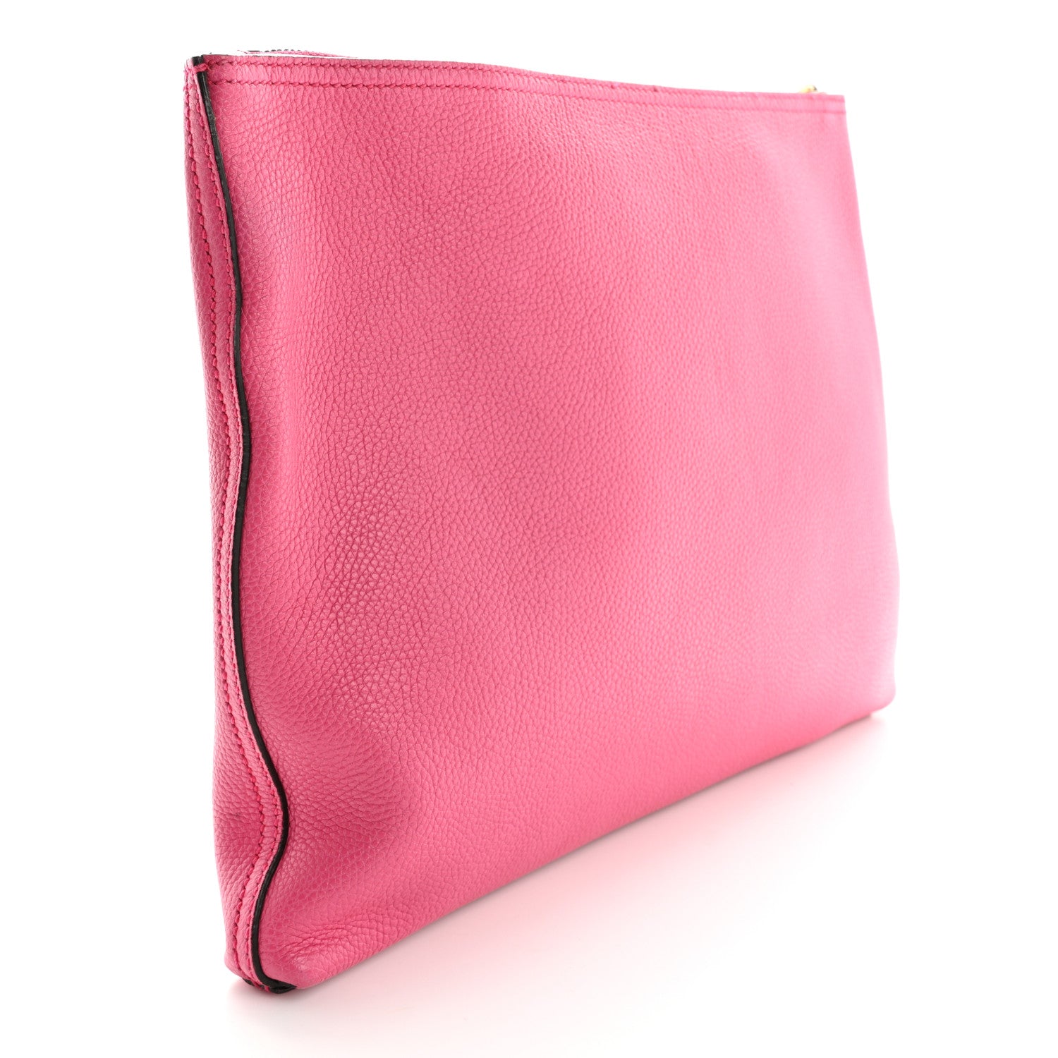 Gucci Pebbled Calfskin Medium Logo Portfolio Clutch  Pink Green 3 of 15
