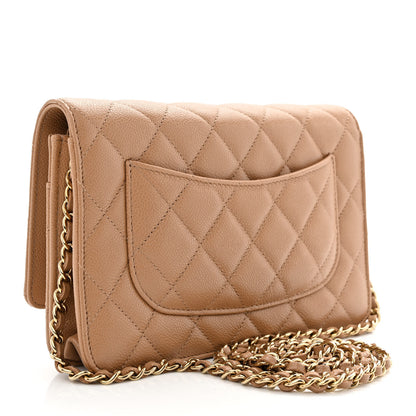Chanel Caviar Quilted Wallet on Chain WOC Dark Beige 3 of 13