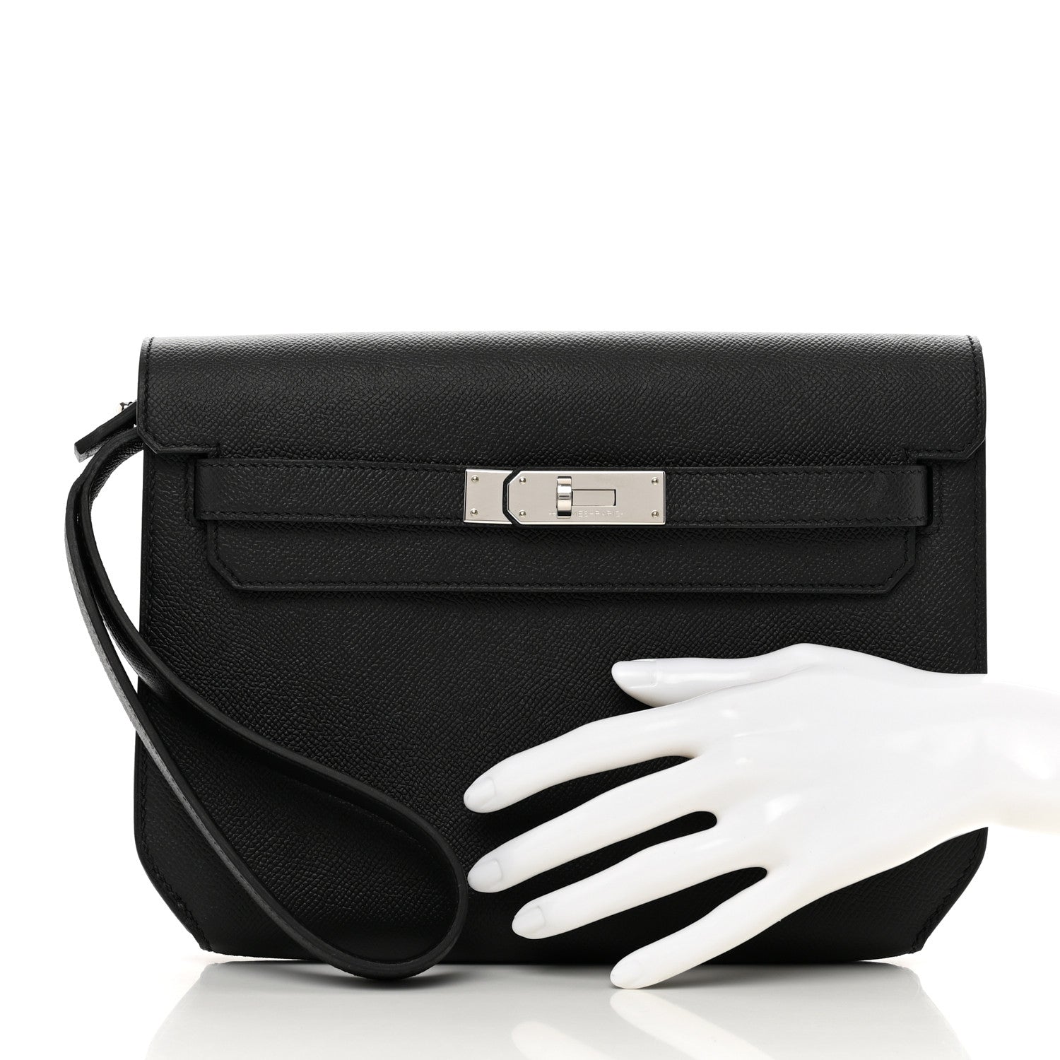 Hermes Epsom Kelly Depeches 25 Pouch Black 2 of 8
