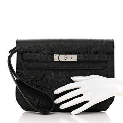 Hermes Epsom Kelly Depeches 25 Pouch Black 2 of 8