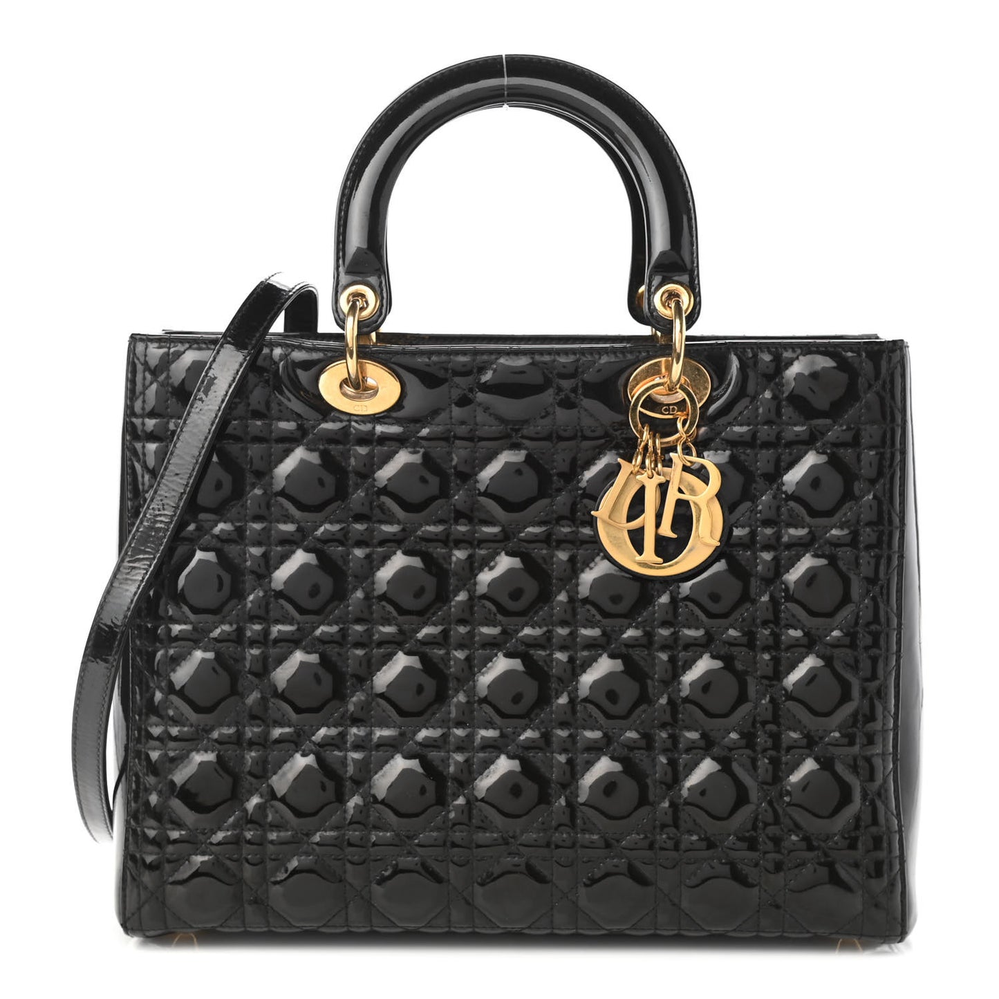 Patent Cannage Large Lady Dior Black