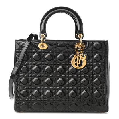Christian Dior Patent Cannage Large Lady Dior Black 1 of 11