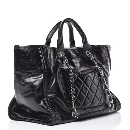 Chanel Glazed Calfskin Large Deauville Tote Black 3 of 14
