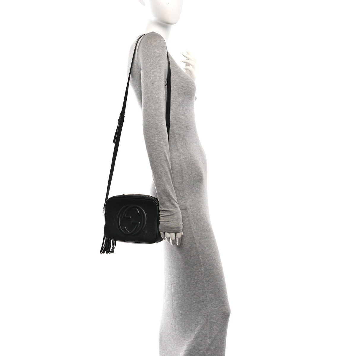 Pebbled Calfskin Small Soho Disco Bag Black