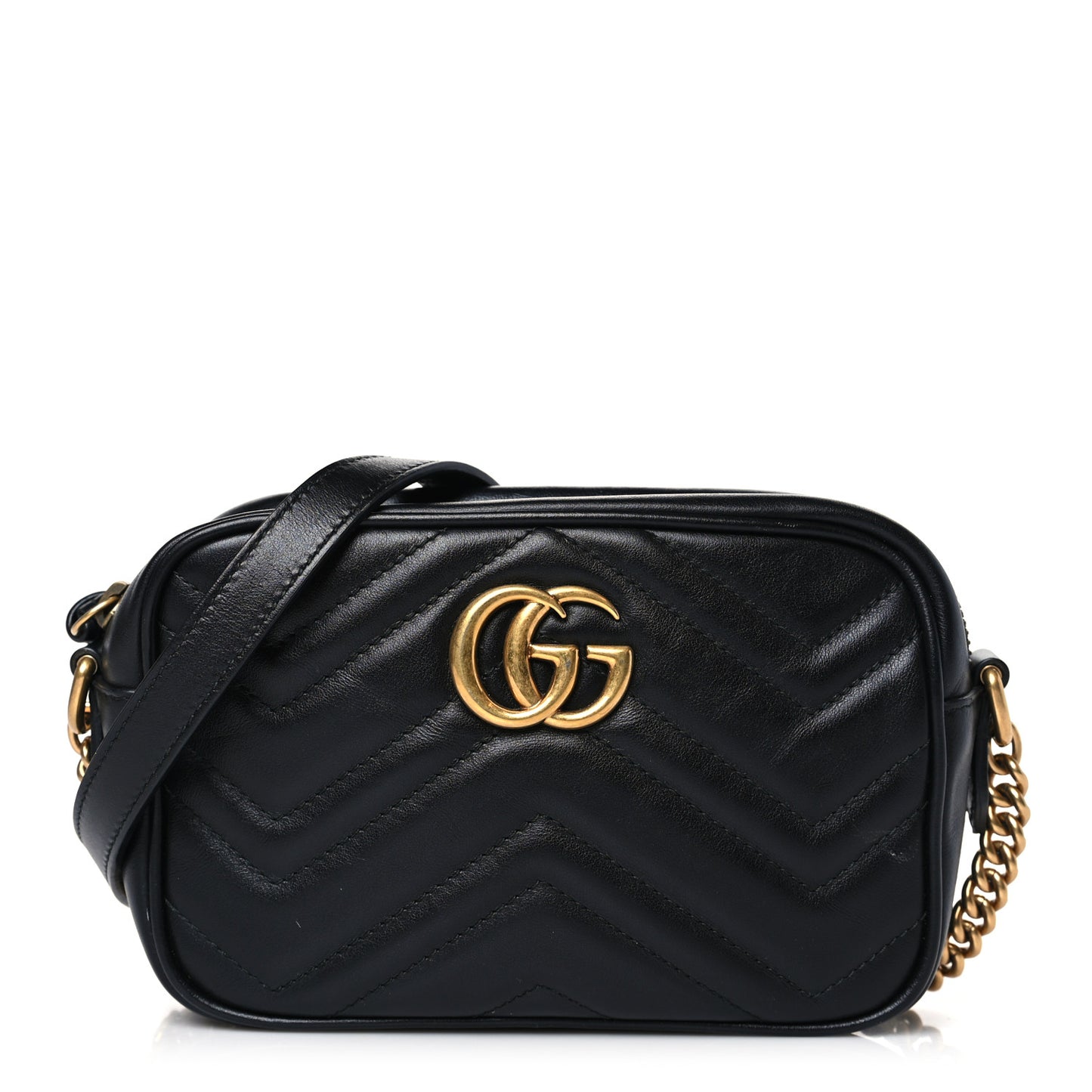 Calfskin Matelasse Mini GG Marmont Chain Shoulder Bag Black