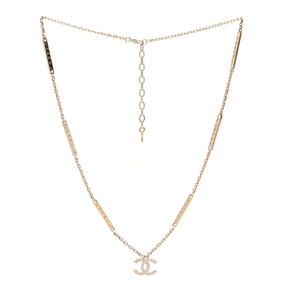 Chanel Crystal CC Logo Bar Necklace Gold 3 of 6