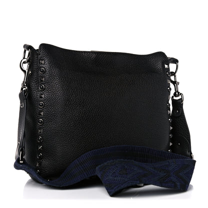 Valentino Garavani Pebbled Calfskin Onyx Small Rockstud Rolling Flip-Lock Messenger Bag Black 3 of 14