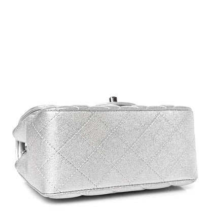 Chanel Metallic Lambskin Quilted Mini Square Flap Silver 4 of 11