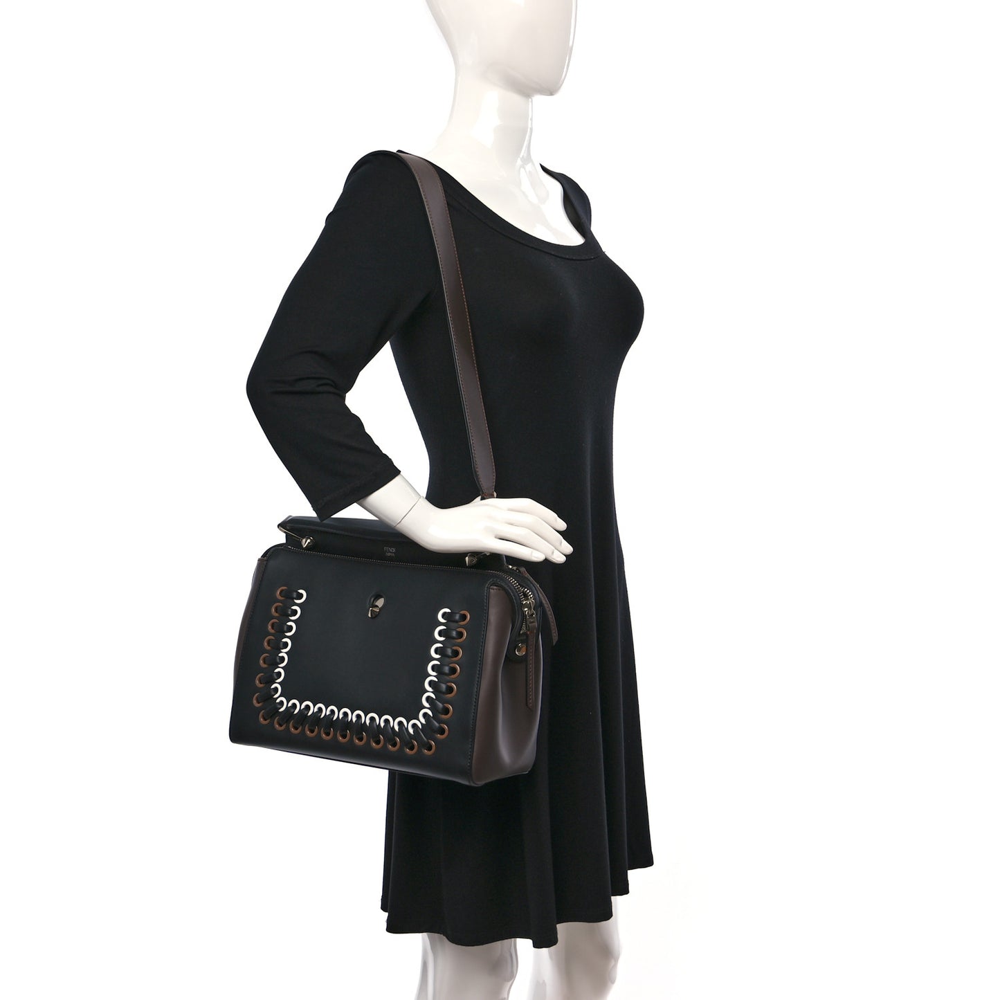 Vitello Baltico Shiny Nappa Lace Up DotCom Satchel Black