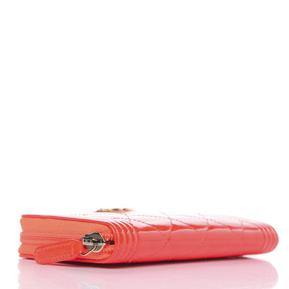 Chanel Patent Quilted Small Boy Zip Around Wallet Orange 4 of 9