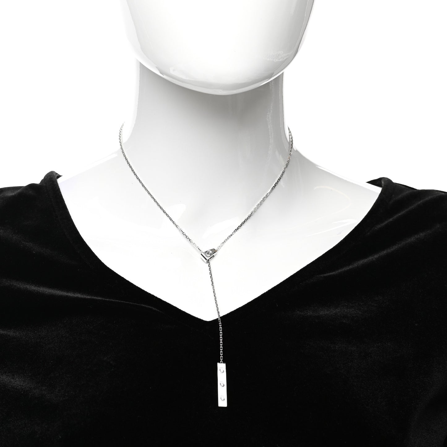 18K White Gold Diamond LOVE Lariat Necklace