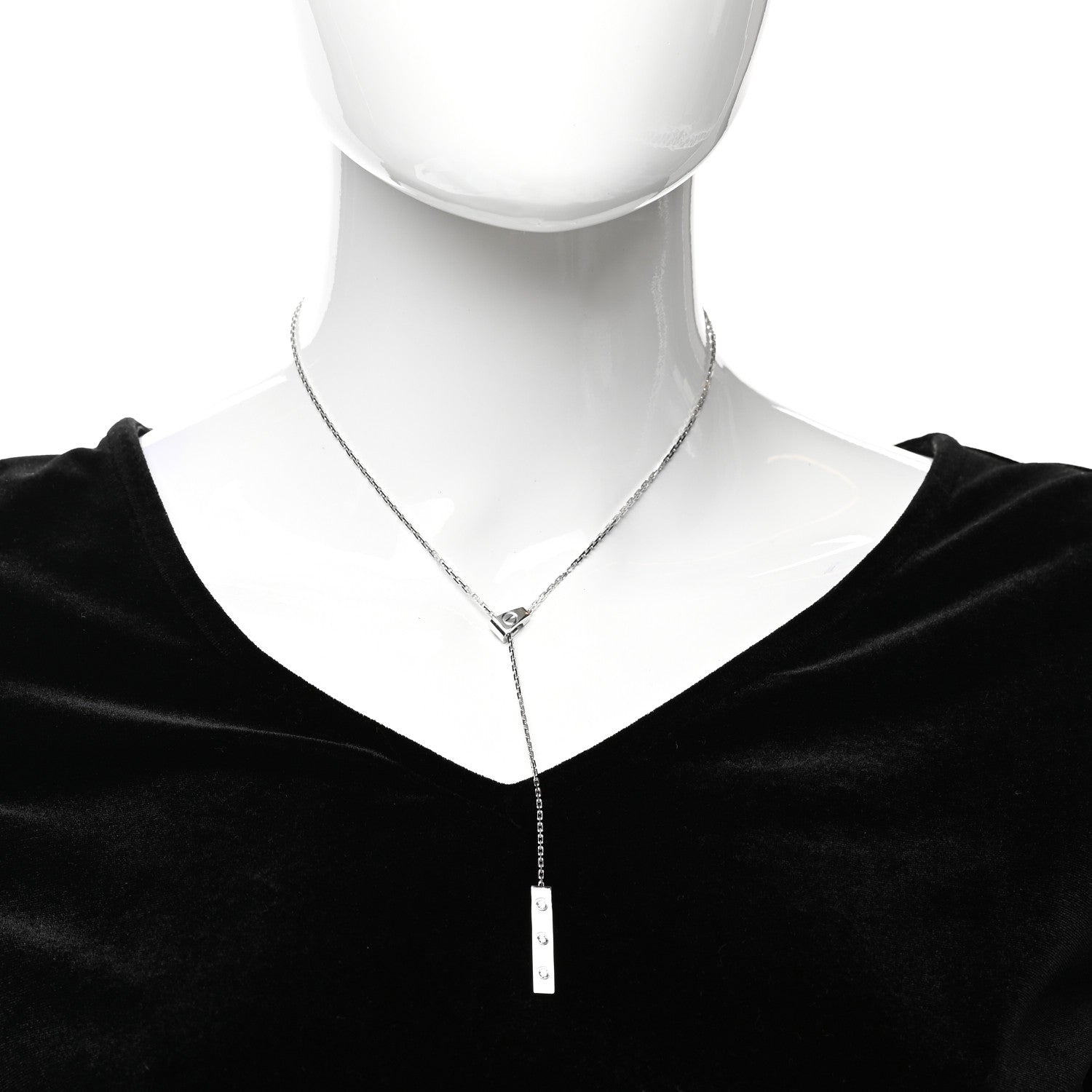 Cartier 18K White Gold Diamond LOVE Lariat Necklace 2 of 5