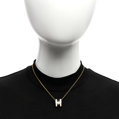 Hermes Lacquered Gold Pop H Pendant Necklace White 2 of 6
