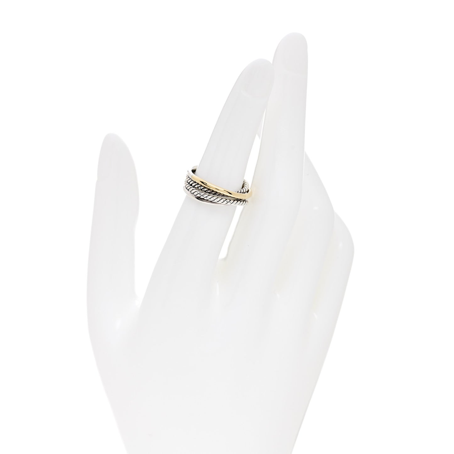 Sterling Silver 18K Yellow Gold 7mm Narrow Crossover Ring 51 5.75