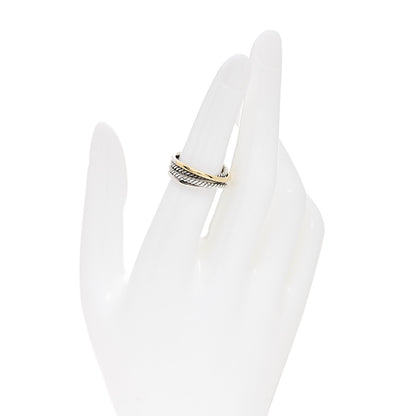 David Yurman Sterling Silver 18K Yellow Gold 7mm Narrow Crossover Ring 51 5.75 2 of 5