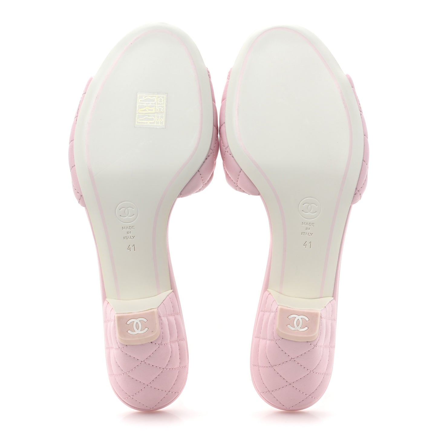 Lambskin Quilted Textured CC Mules 41 Light Pink