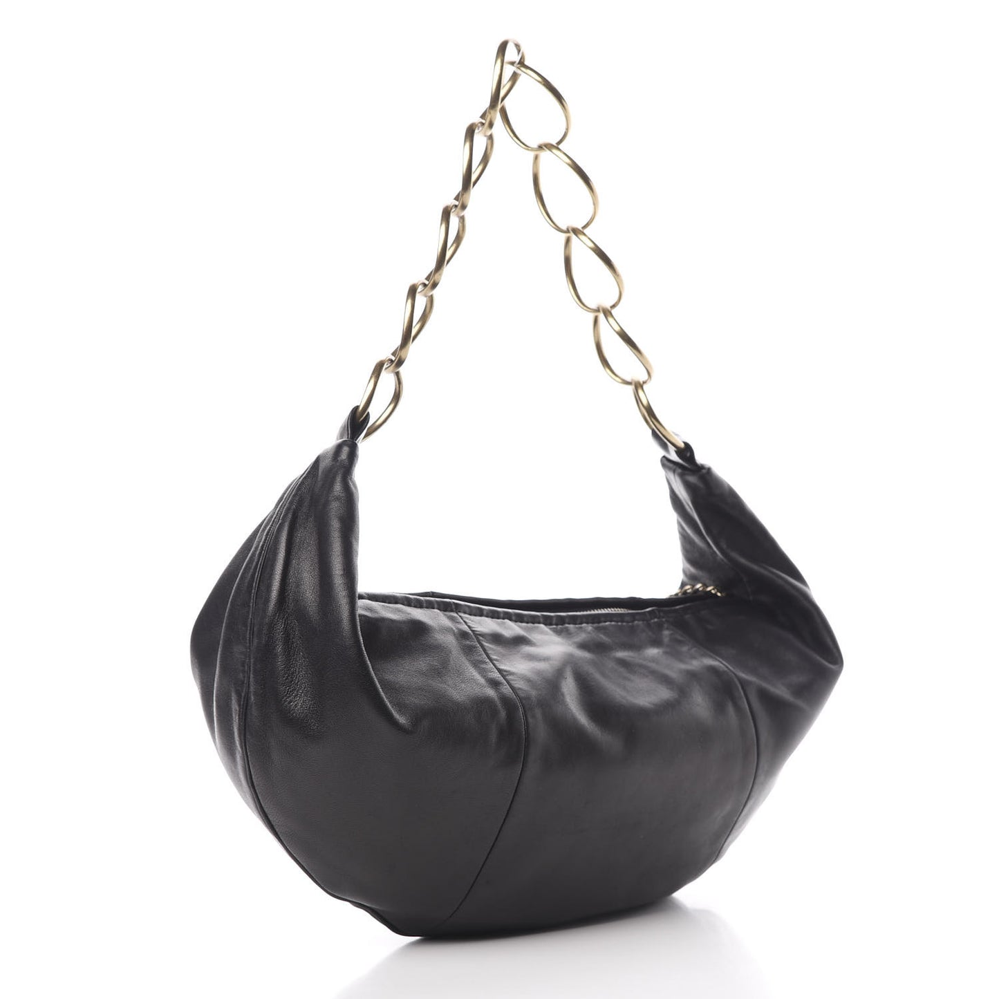 Lambskin Small Chain Hobo Black