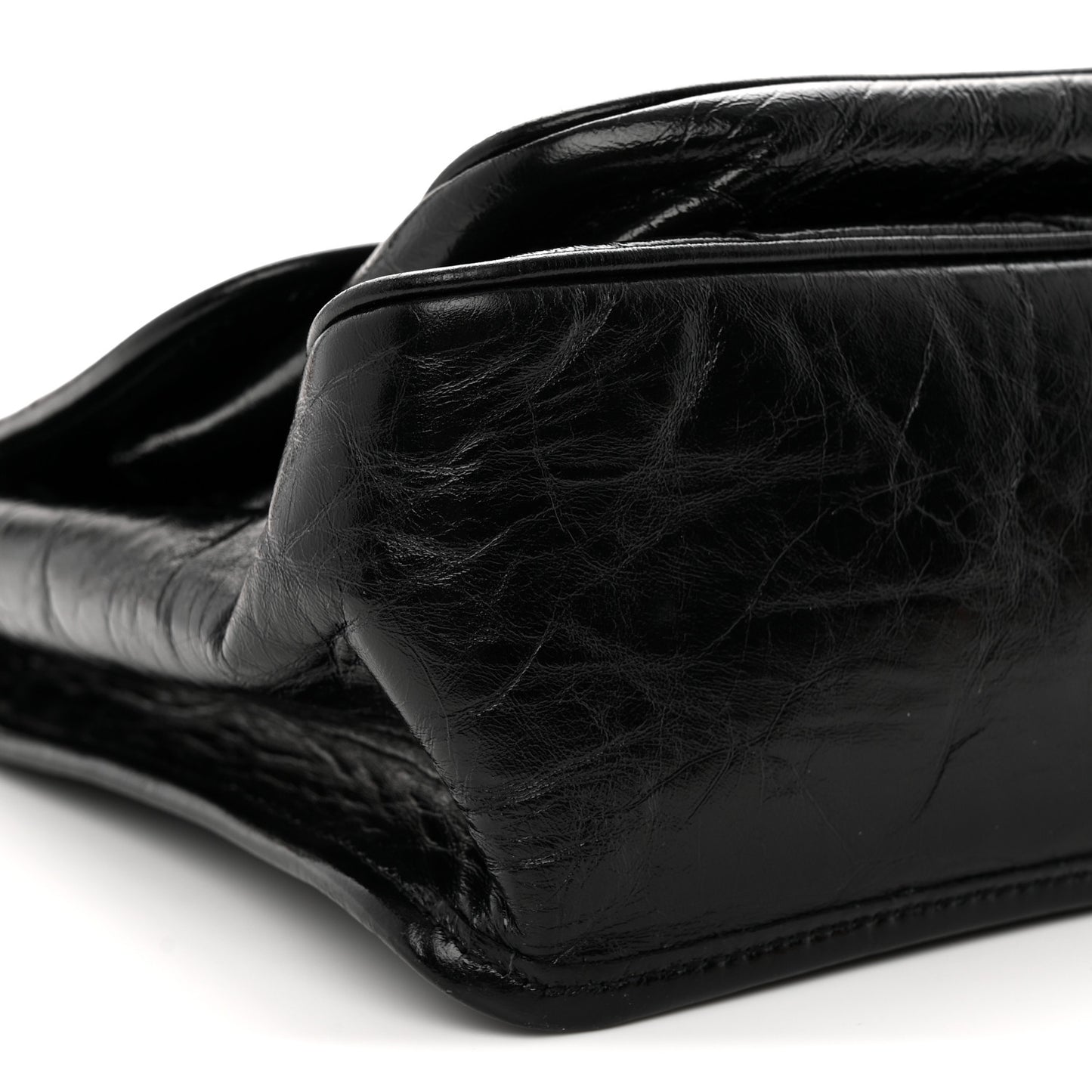 Crinkled Calfskin Matelasse Monogram Medium Niki Chain Satchel Black