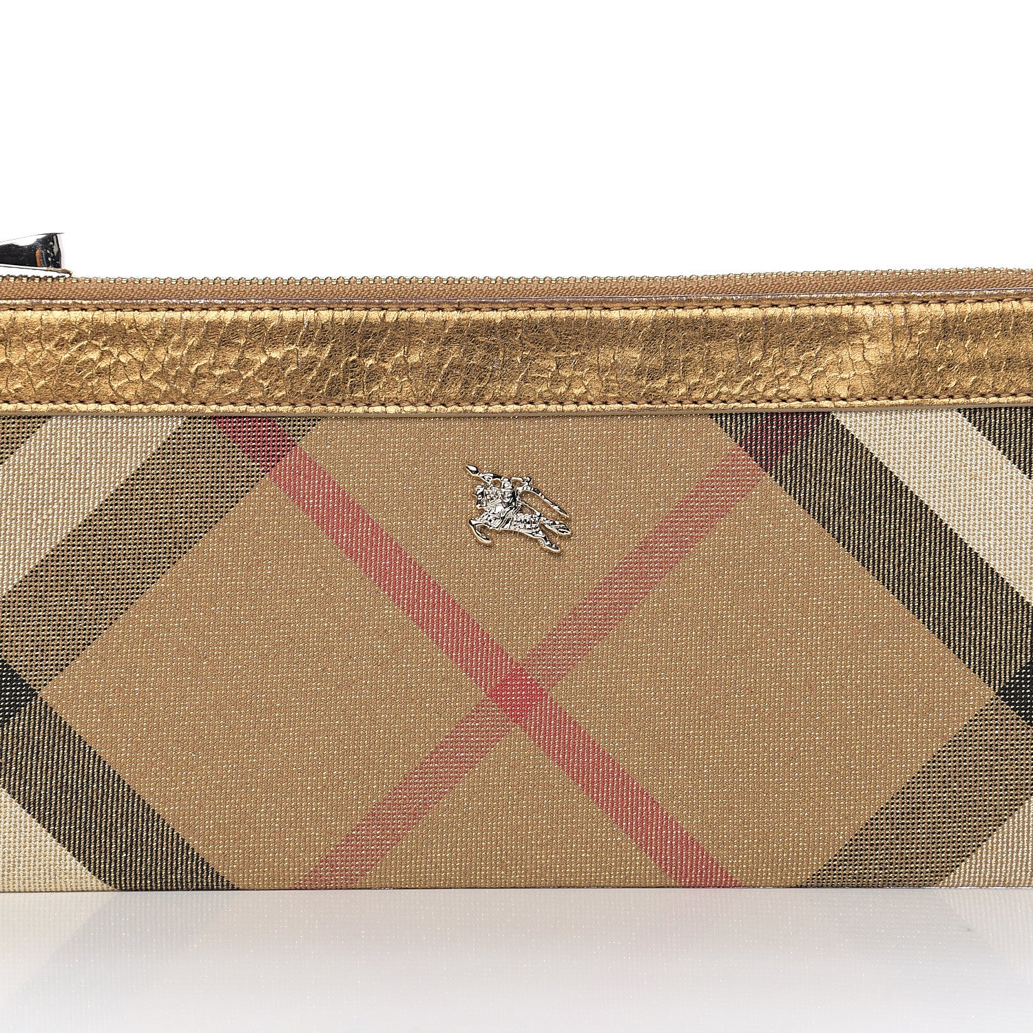 Burberry Shimmer Check Zip Pouch Gold 7 of 7