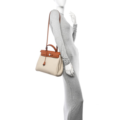 Hermes Military Toile Vache Hunter Herbag Zip Retourne 31 PM Beton Fauve 2 of 11