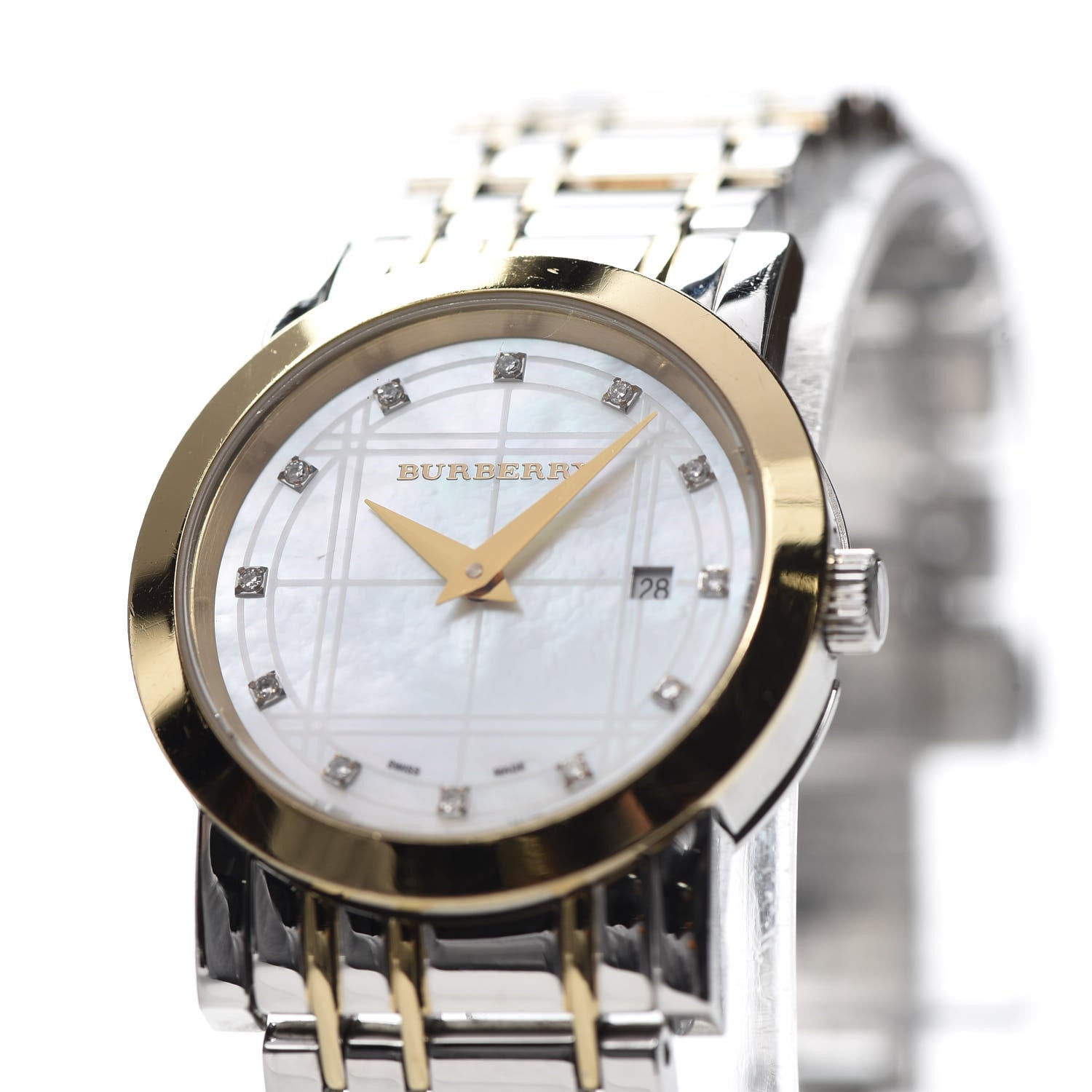 Burberry Stainless Steel Diamond Mother of Pearl 28mm Quartz Watch BU1375 7 of 7
