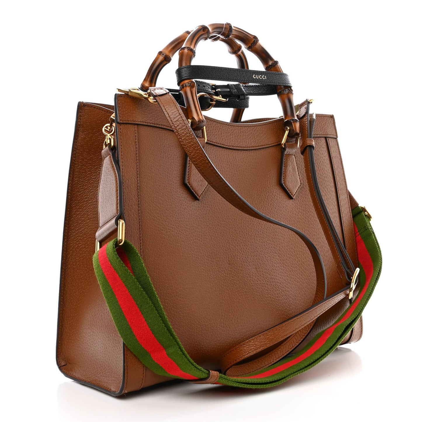 Textured Dollar Calfskin Medium Diana Tote Bag Cuir Black