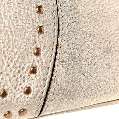 Gucci Metallic Calfskin Studded Horsebit Clutch Bag Gold 13 of 17
