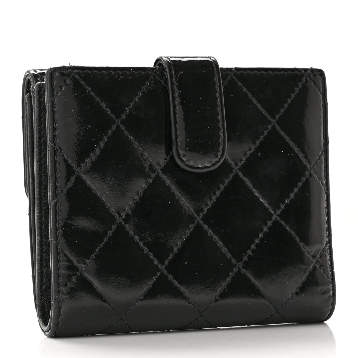 Chanel Patent Quilted Brilliant Compact Wallet Black 3 of 14
