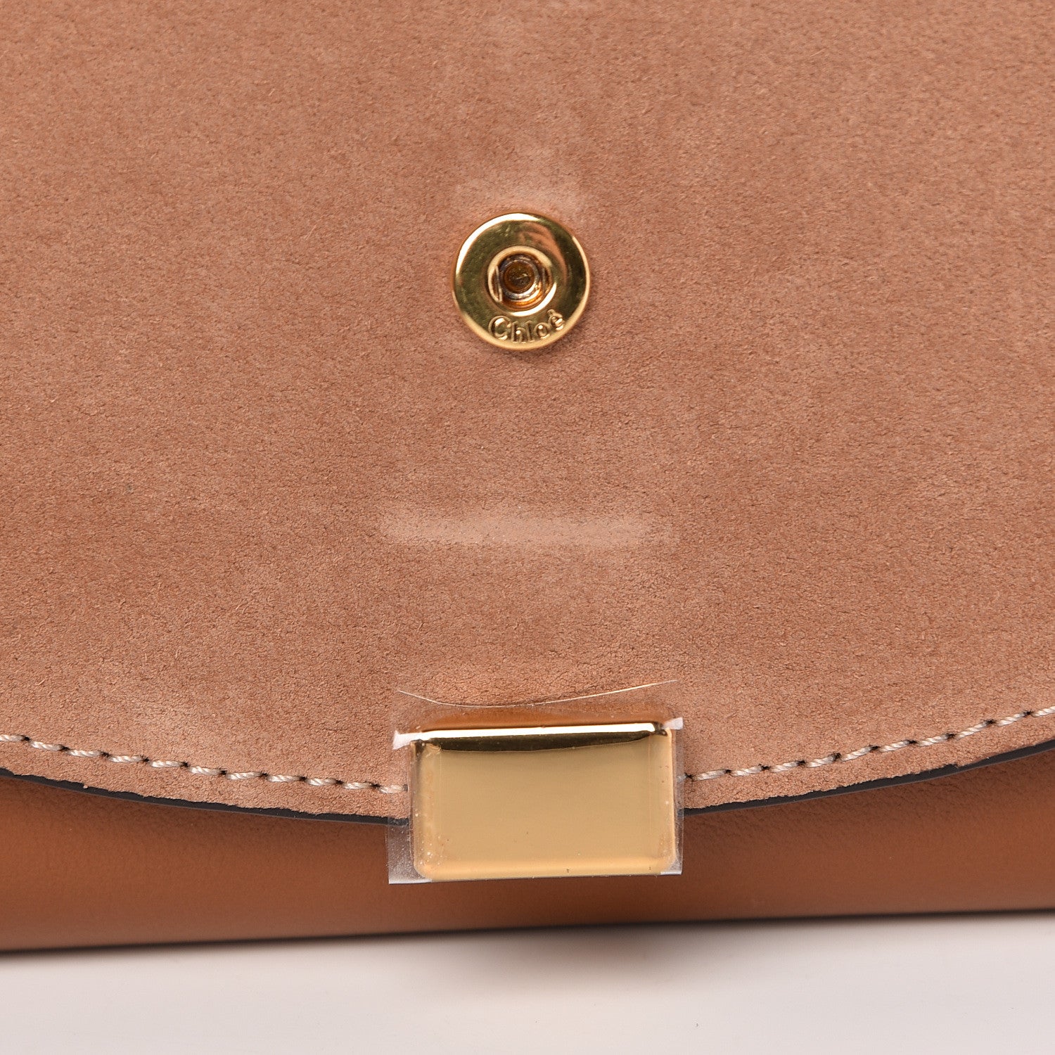 Chloe Calfskin Suede Georgia Flap Wallet Pearl Beige 9 of 10