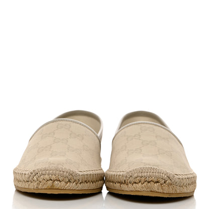 Gucci Washed Cotton Miro Soft Calfskin GG Monogram Espadrilles 39.5 White Mystic White 2 of 9