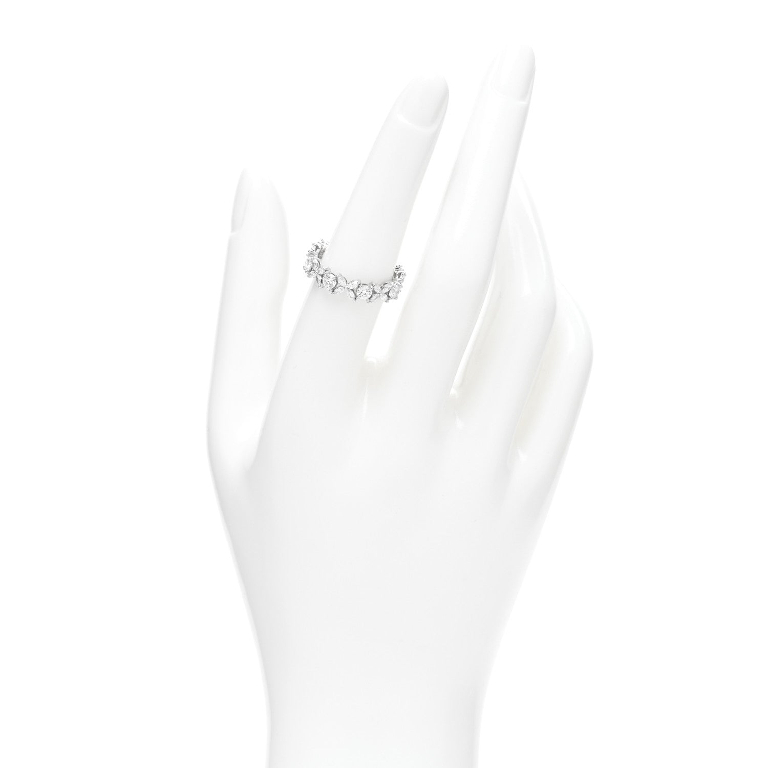 Tiffany Platinum Diamond Victoria Alternating Band Ring 54 6.75 2 of 5
