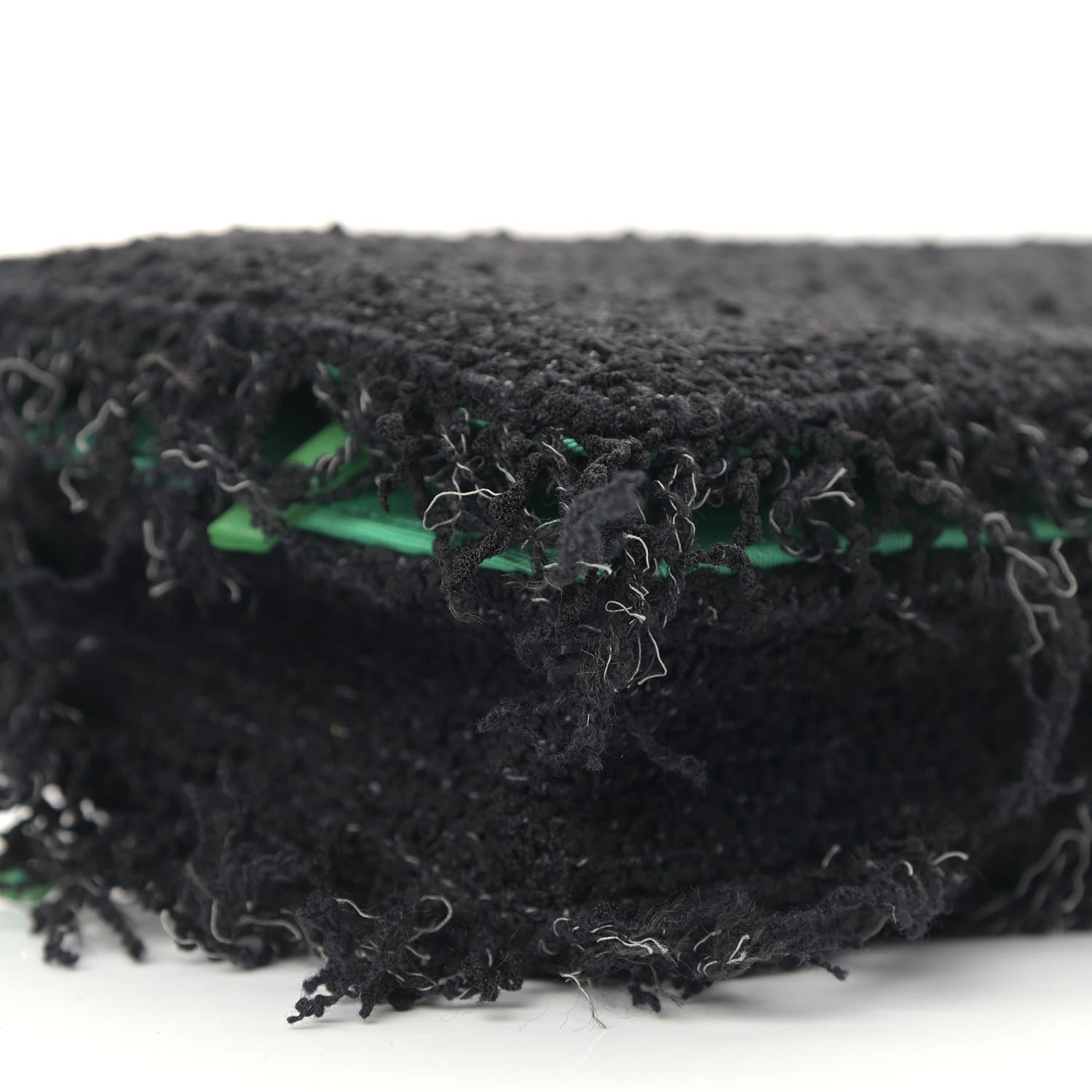 Chanel Tweed Fringe Wallet On Chain WOC Black Green 8 of 11