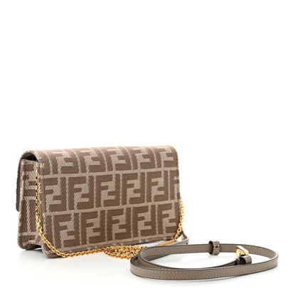 Fendi Jacquard Denim Effect FF 1974 Wallet On Chain White Dove 3 of 10