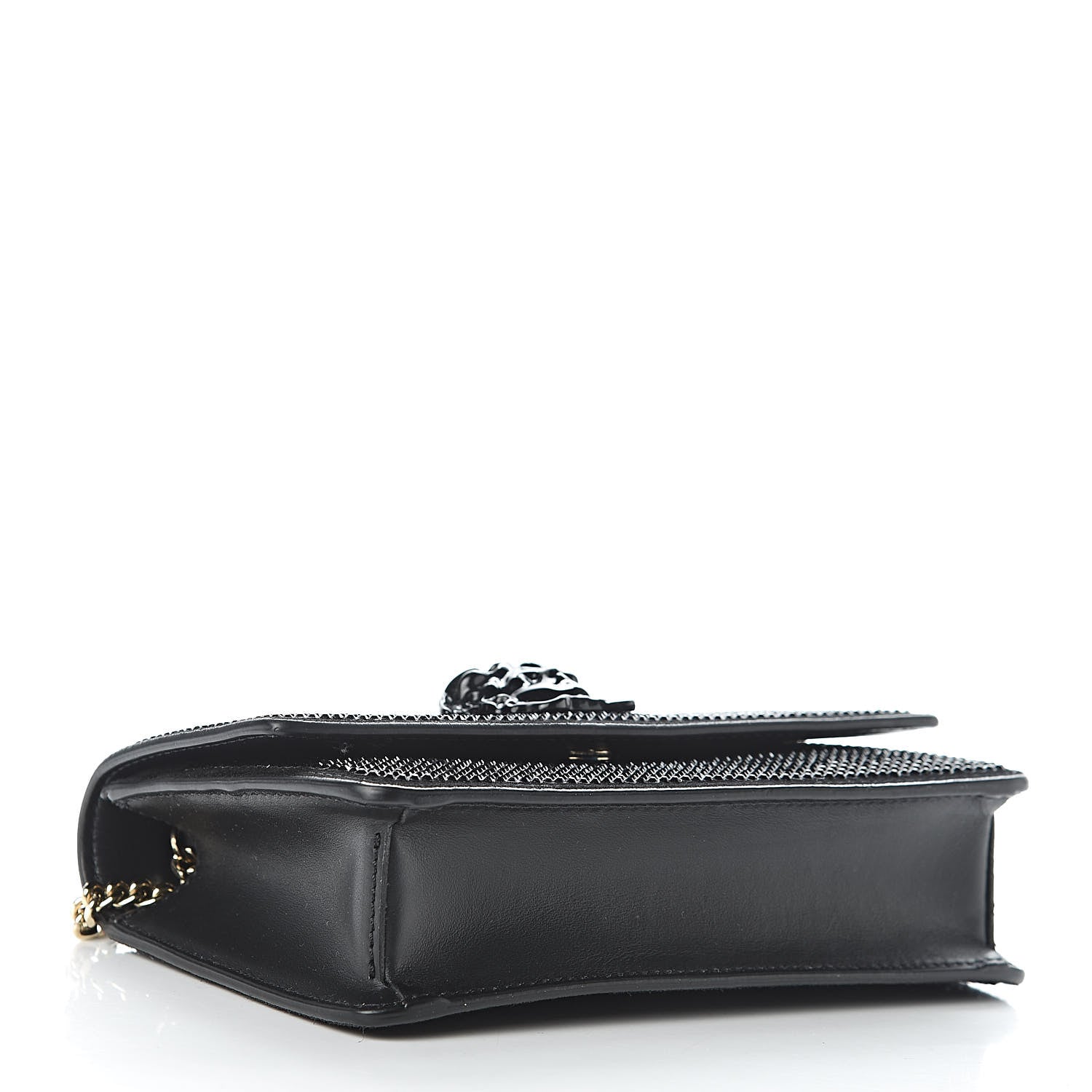 Versace Calfskin Palazzo Crystal Chain Evening Bag Black 4 of 9