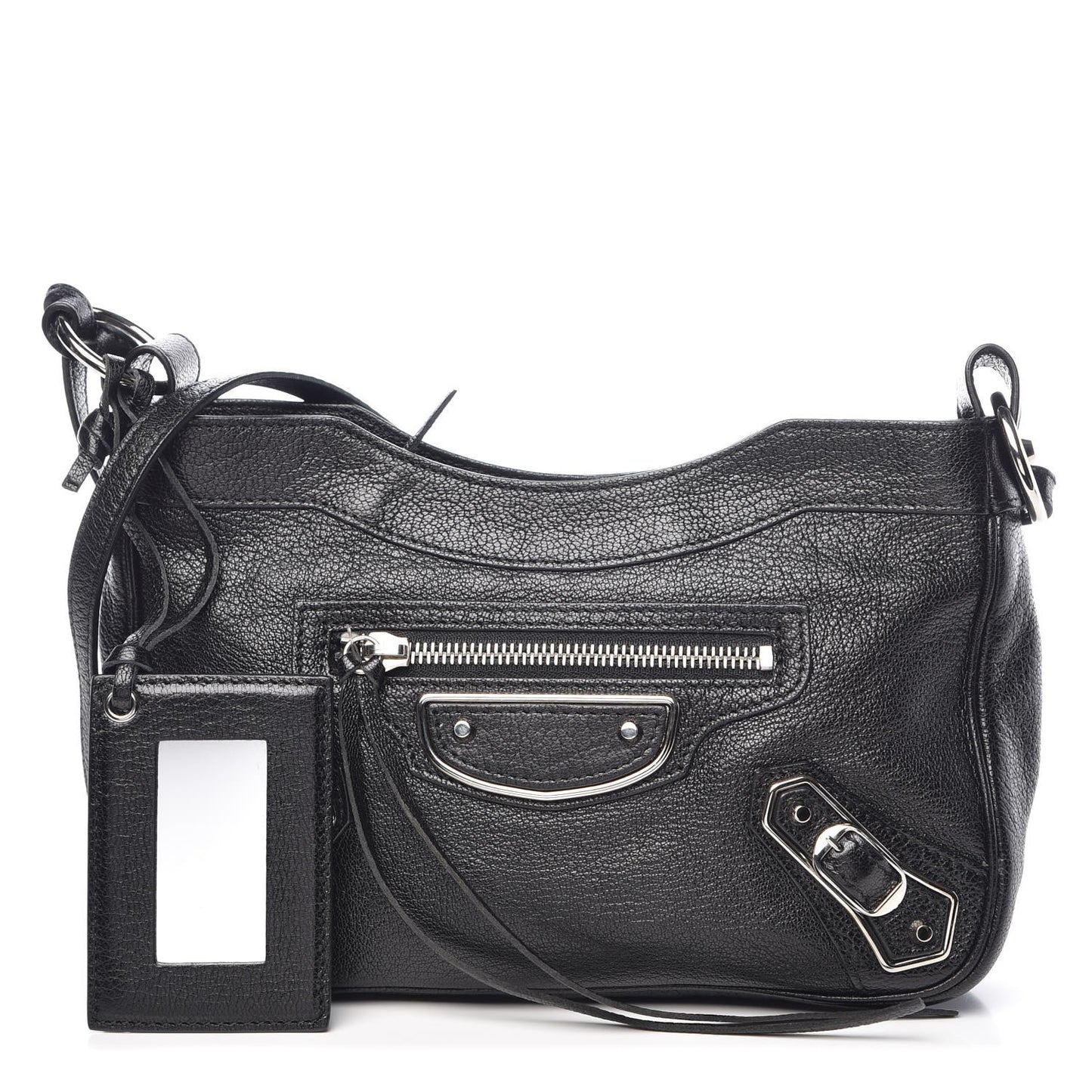 Chevre Silver Metallic Edge Hardware Hip Black