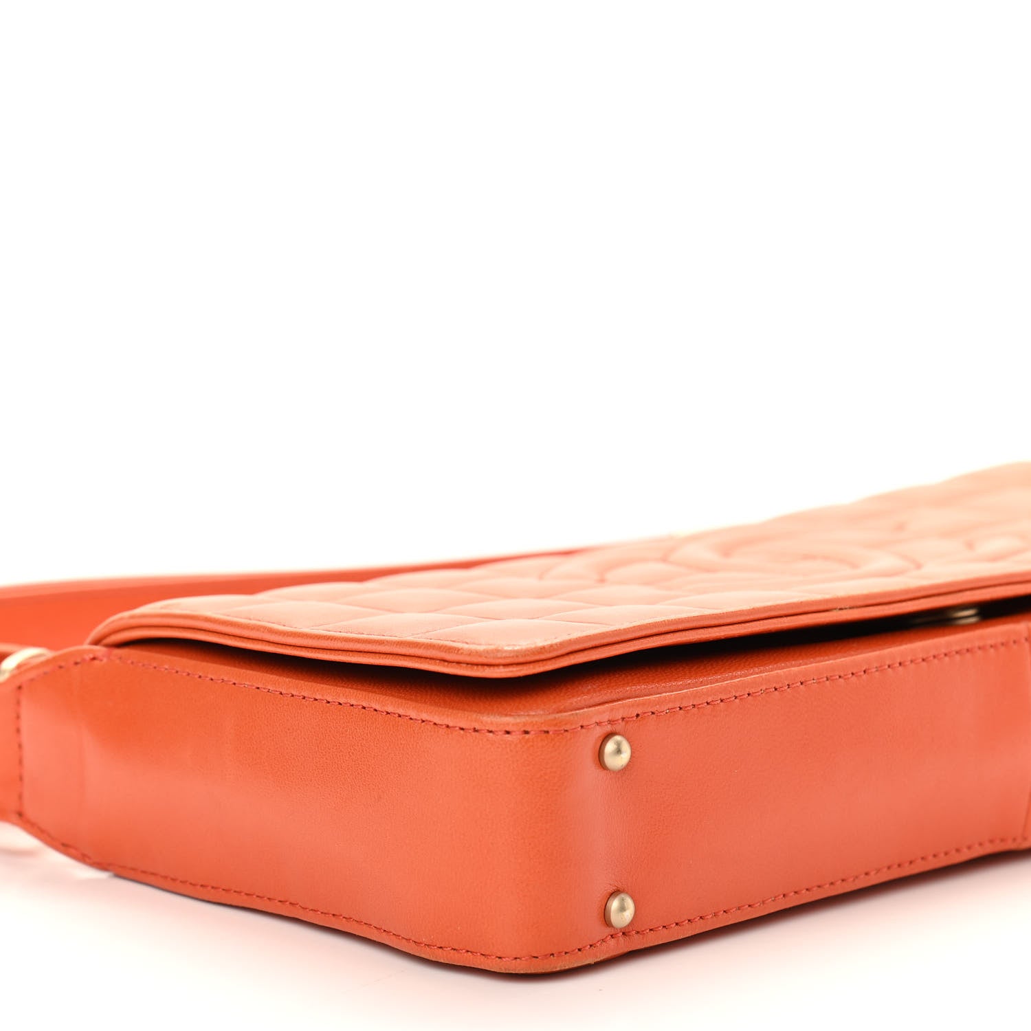 Chanel Lambskin Quilted CC Chocolate Bar Flap Orange 9 of 13