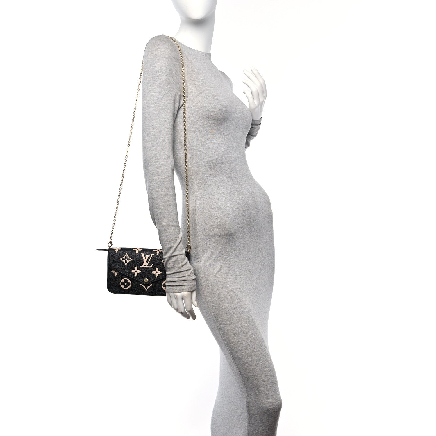 Louis Vuitton Empreinte Monogram Giant Felicie Pochette Black Beige 2 of 10