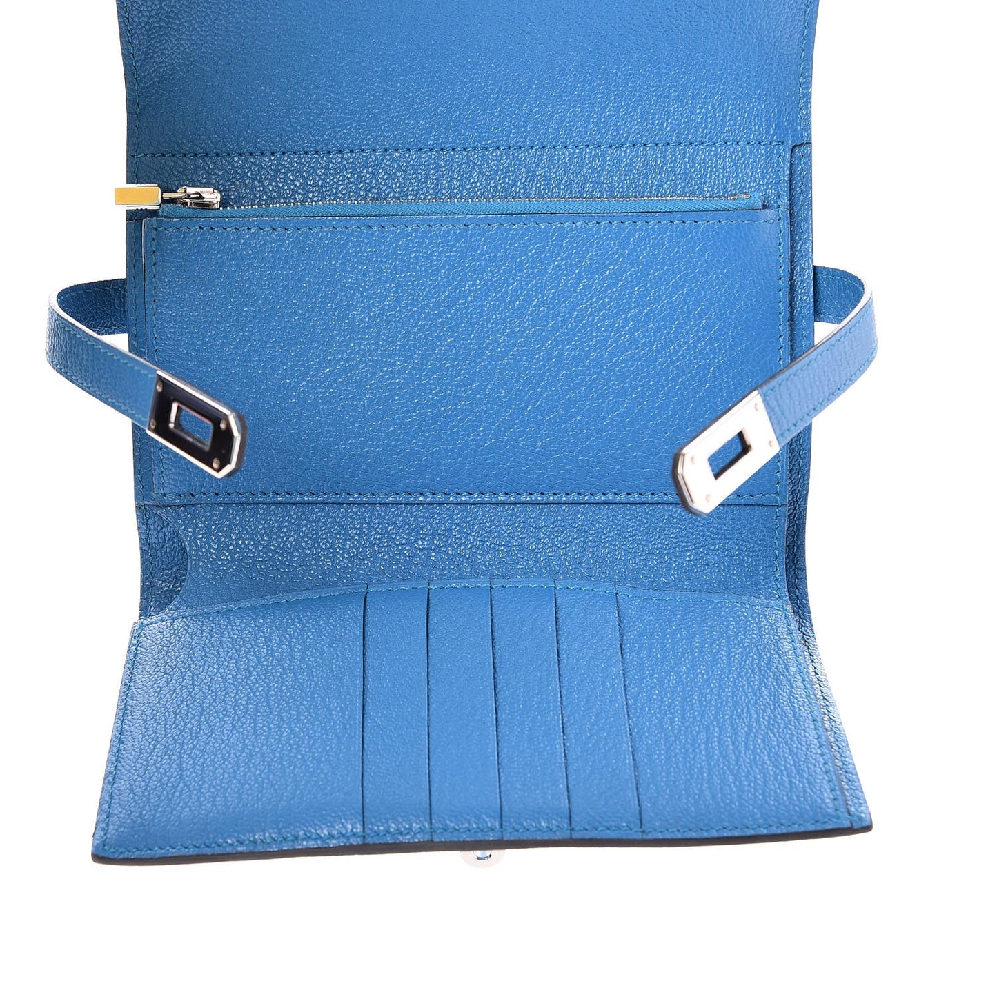 Chevre Mysore Medium Kelly Wallet Bleu Zanzibar