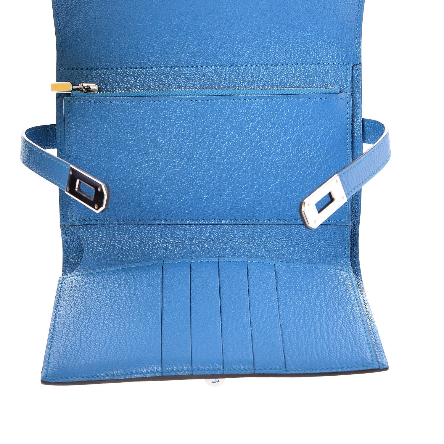 Hermes Chevre Mysore Medium Kelly Wallet Bleu Zanzibar 5 of 9