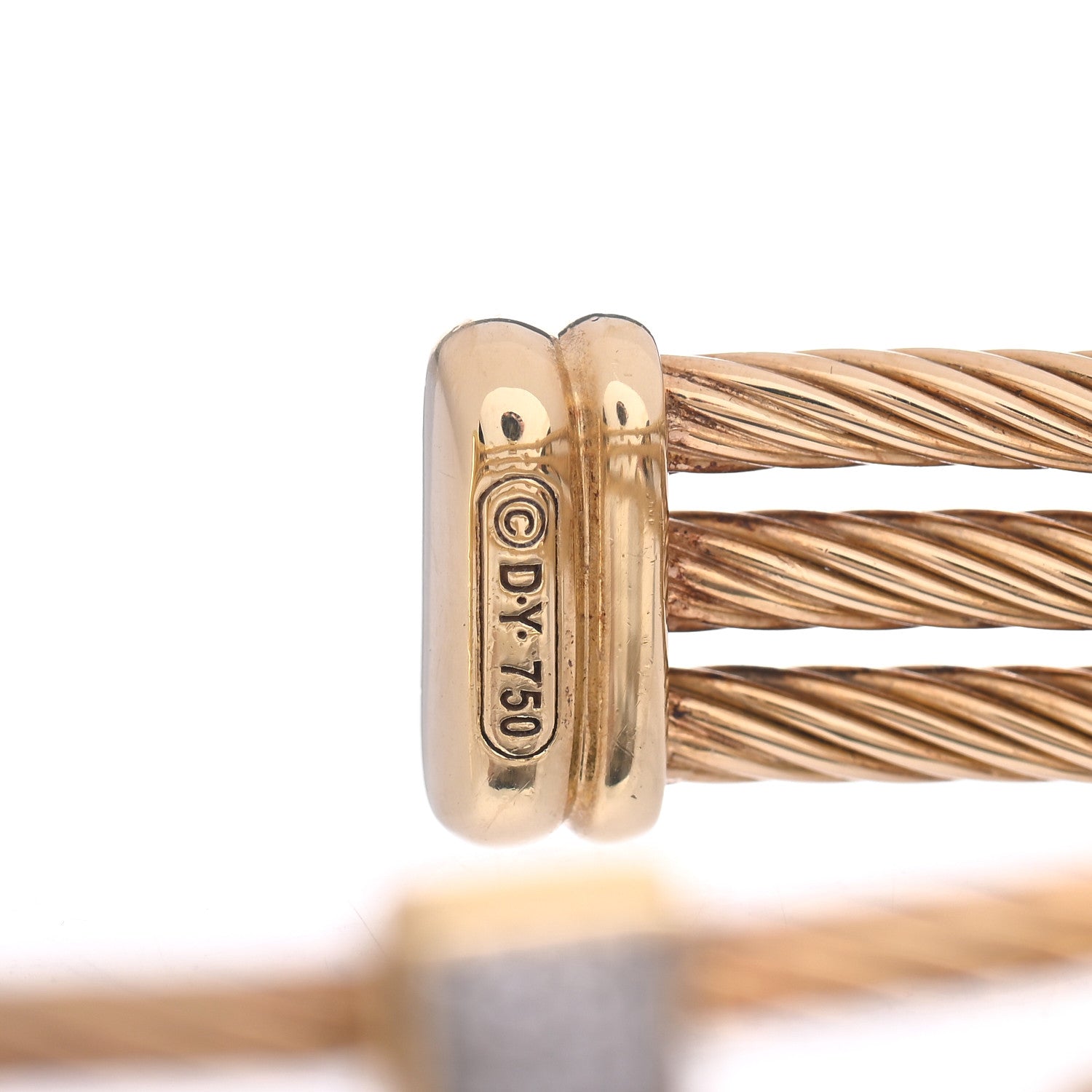 David Yurman 18K Yellow Gold Diamond Three Row Confetti Cuff Bracelet 4 of 4