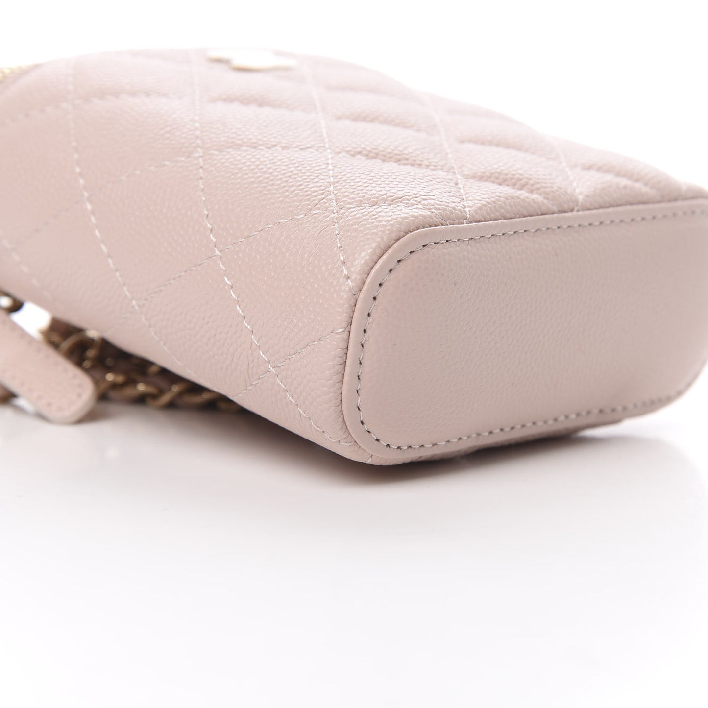 Caviar Quilted Small Vertical Coco Beauty Vanity Case With Chain Light Pink