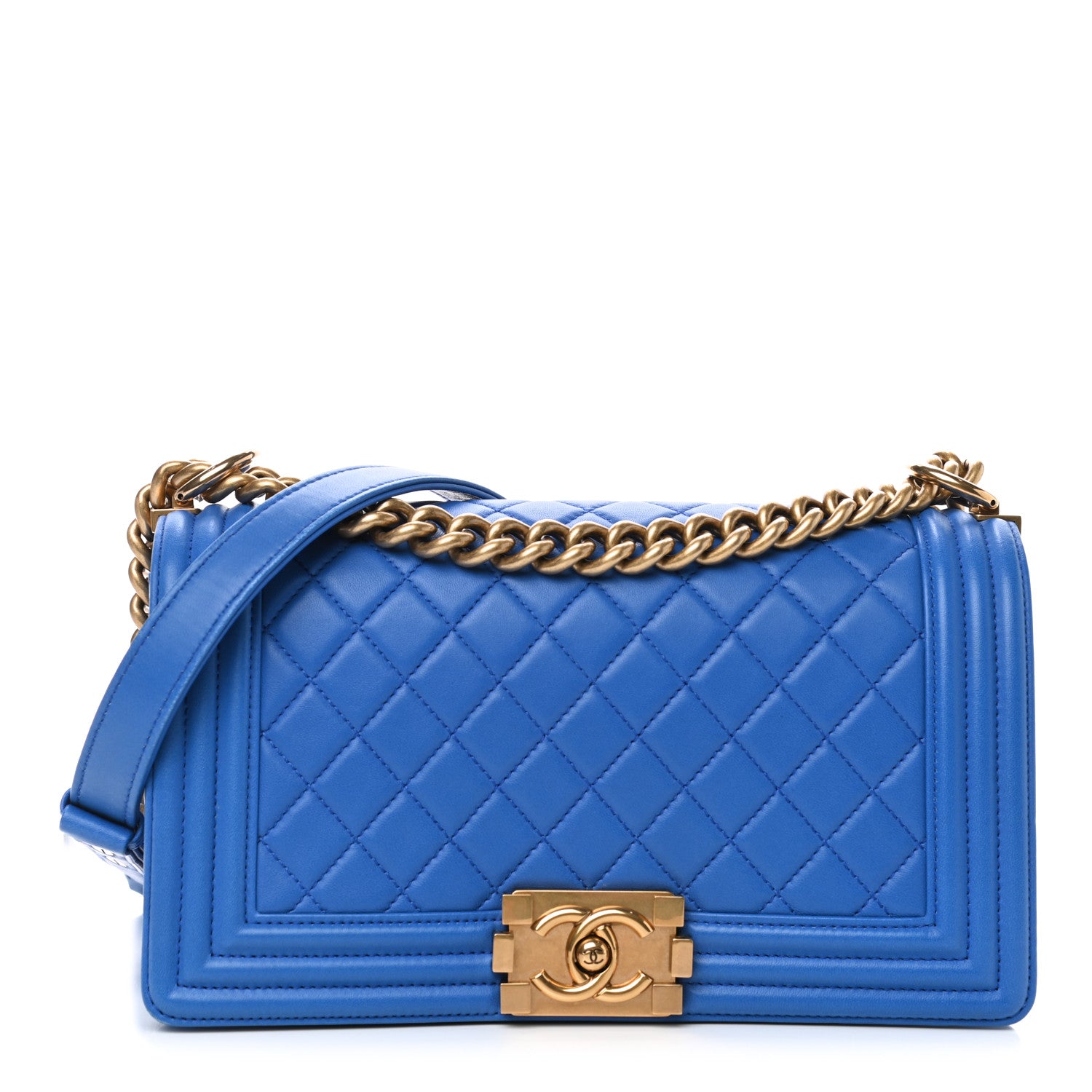 Chanel Lambskin Quilted Medium Boy Flap Blue 1 of 4
