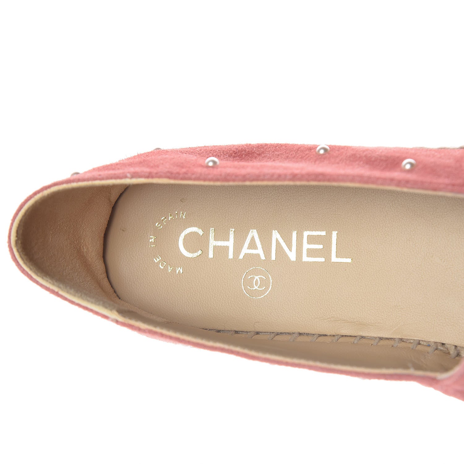 Chanel Suede Pearl CC Espadrilles 39 Pink 5 of 10