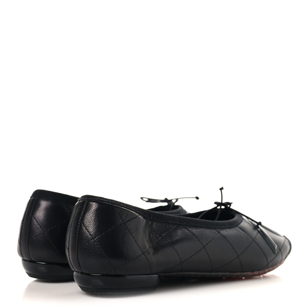 Lambskin Quilted Cambon Ballerina Flats 36.5 Black