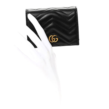 Gucci Calfskin Matelasse GG Marmont Card Case Wallet Black 3 of 16