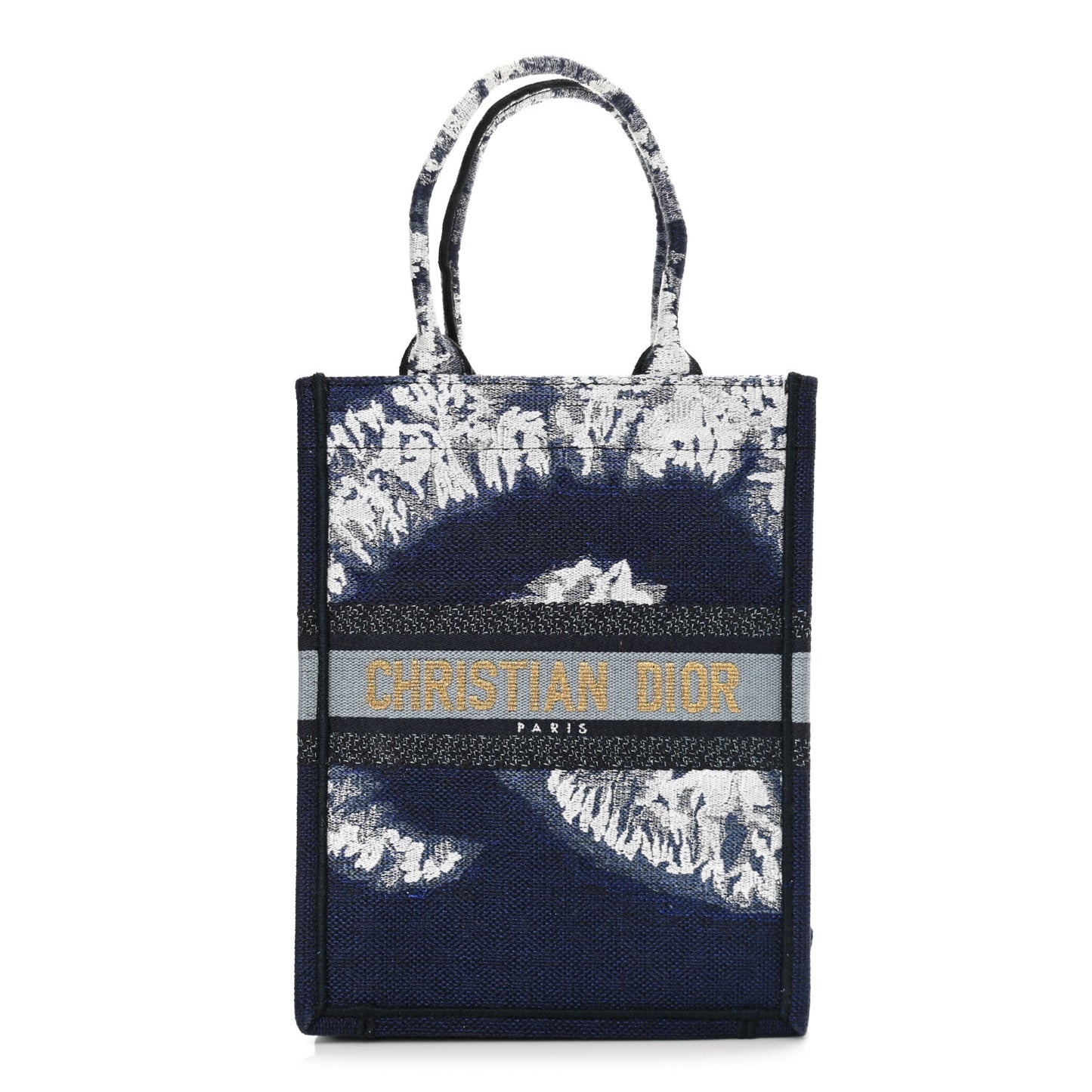 Canvas Canvas Embroidered Tie Dye Vertical Book Tote Blue Multicolor